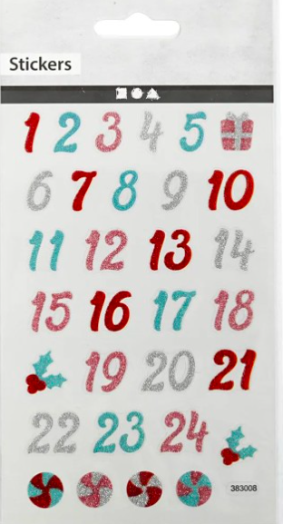 Stickers pailletés chiffre du calendrier de l'avent - Creativ Company
